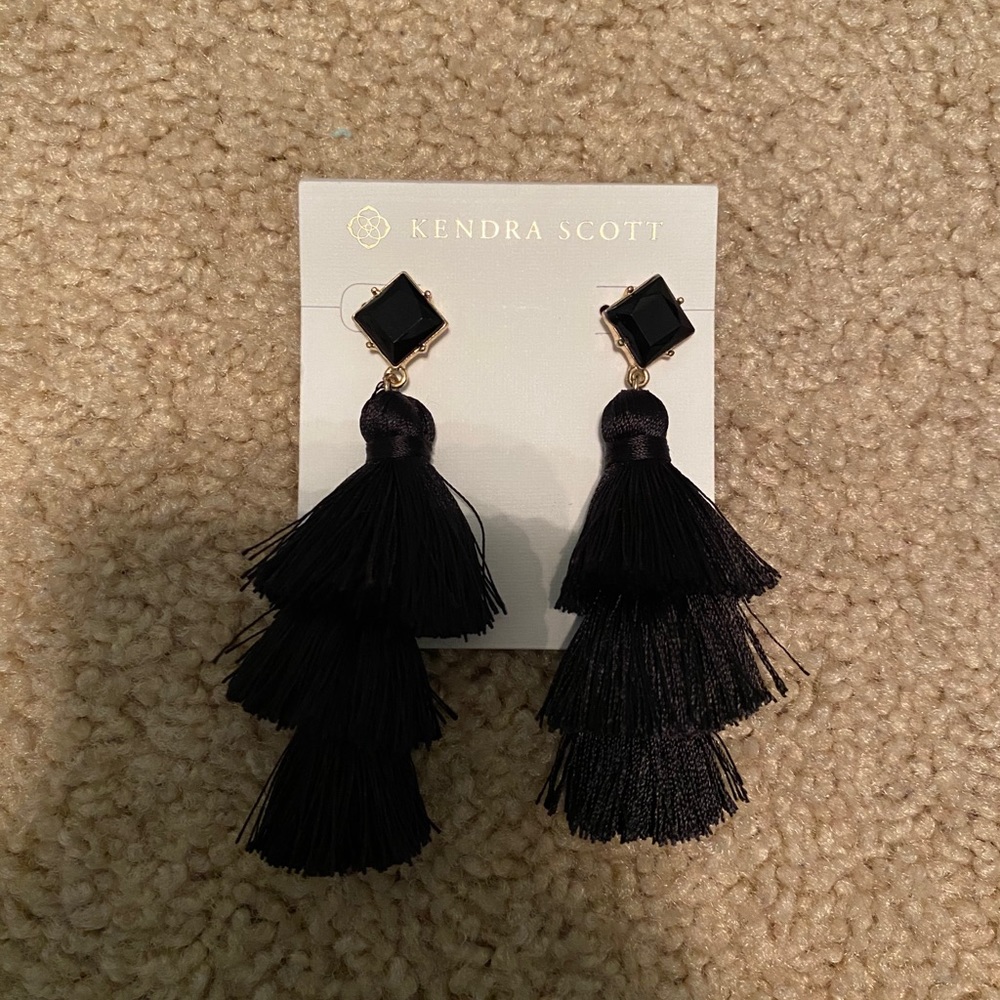 black TARGET tassel earrings